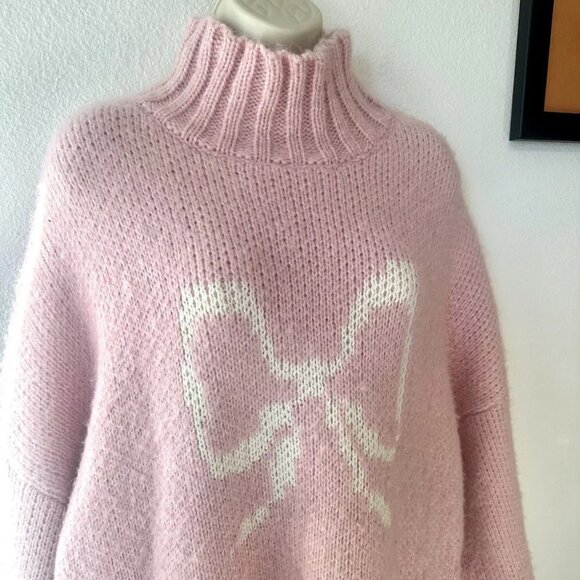Lisa Says Gah Baby Pink Cece Turtleneck Bow Sweater XL 2X XXL Plus Size - Picture 8 of 11